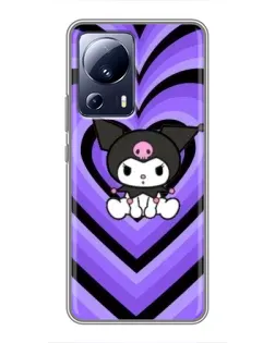 Чехол для Xiaomi 13 Lite с картинкой «Kuromi и фиолетовые сердца»