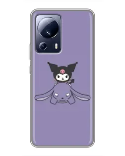 Чехол для Xiaomi 13 Lite с картинкой «Kuromi на лиловом фоне»