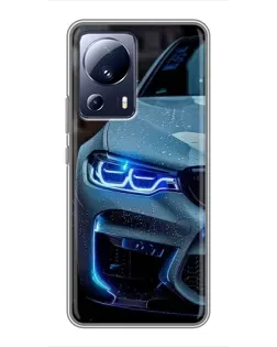 Чехол для Xiaomi 13 Lite с картинкой «Взгляд BMW с синими фарами»