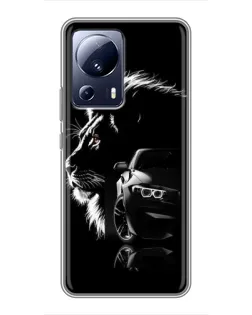 Чехол для Xiaomi 13 Lite с картинкой «BMW и лев»