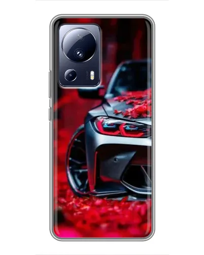 Чехол для Xiaomi 13 Lite с картинкой «Спортивная BMW и цветы» Чехол для Xiaomi 13 Lite с картинкой «Спортивная BMW и цветы»