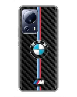 Чехол для Xiaomi 13 Lite с картинкой «Эмблема BMW и карбон»
