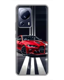 Чехол для Xiaomi 13 Lite с картинкой «Красная BMW на дороге»