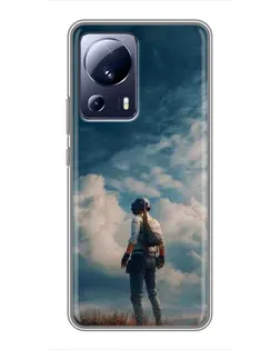 Чохол для Xiaomi 13 Lite з картинкою «Герой PUBG на скелі»
