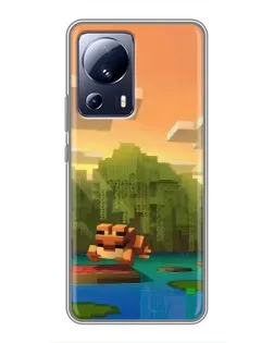 Чехол для Xiaomi 13 Lite с картинкой «Майнкрафт закат солнца»