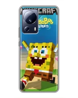 Чохол для Xiaomi 13 Lite з картинкою «Губка Боб Minecraft»