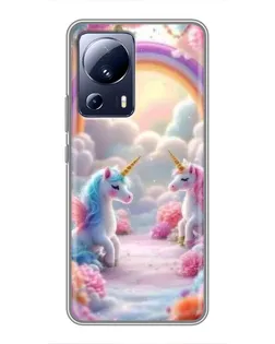 Чехол для Xiaomi 13 Lite с картинкой «Радуга и единороги» Чехол для Xiaomi 13 Lite с картинкой «Радуга и единороги»