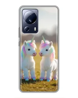 Чехол для Xiaomi 13 Lite с картинкой «Пара единорогов»