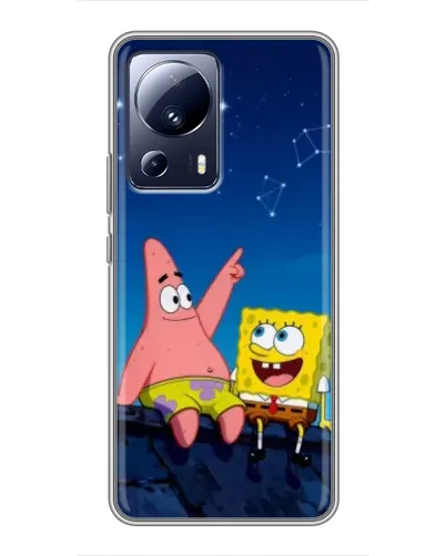 Чехол для Xiaomi 13 Lite с картинкой «Губка Боб и Патрик ночью» Чехол для Xiaomi 13 Lite с картинкой «Губка Боб и Патрик ночью»