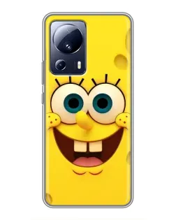Чехол для Xiaomi 13 Lite с картинкой «Губка Боб улыбка»
