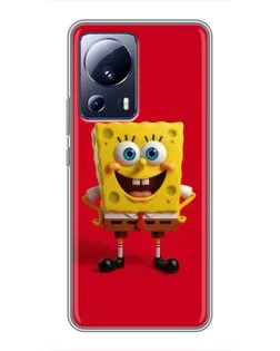 Чехол для Xiaomi 13 Lite с картинкой «Спанч Боб на красном»