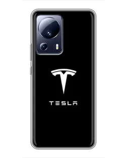 Чехол для Xiaomi 13 Lite с картинкой «Tesla White Logo»
