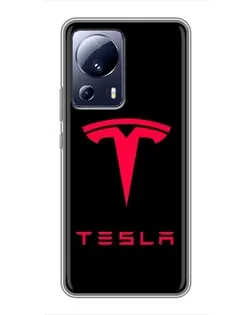 Чехол для Xiaomi 13 Lite с картинкой «Tesla Red Logo»