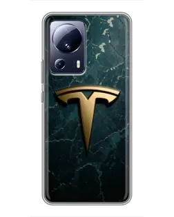 Чехол для Xiaomi 13 Lite с картинкой «Мраморная Tesla Gold»