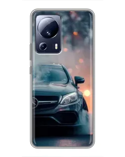 Чехол для Xiaomi 13 Lite с картинкой «Mercedes — ночной город»