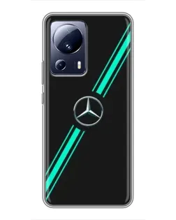 Чехол для Xiaomi 13 Lite с картинкой «Спортивные линии Mercedes» Чехол для Xiaomi 13 Lite с картинкой «Спортивные линии Mercedes»