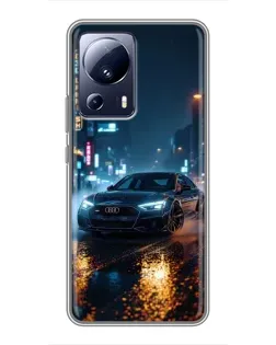 Чехол для Xiaomi 13 Lite с картинкой «Ночной город и Audi»