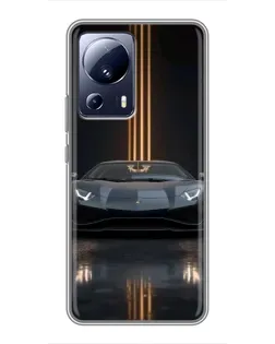 Чехол для Xiaomi 13 Lite с картинкой «Lamborghini золотые линии»