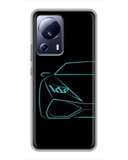 Чехол для Xiaomi 13 Lite с картинкой «Голубой силуэт Lamborghini»