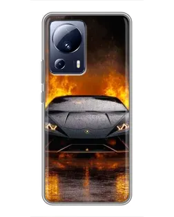 Чехол для Xiaomi 13 Lite с картинкой «Lamborghini в огне»