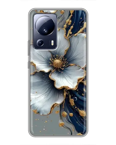 Чехол для Xiaomi 13 Lite с картинкой «Белый цветок и золотой флюид»