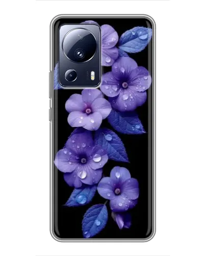 Чехол для Xiaomi 13 Lite с картинкой «Фиолетовые цветы с росою»