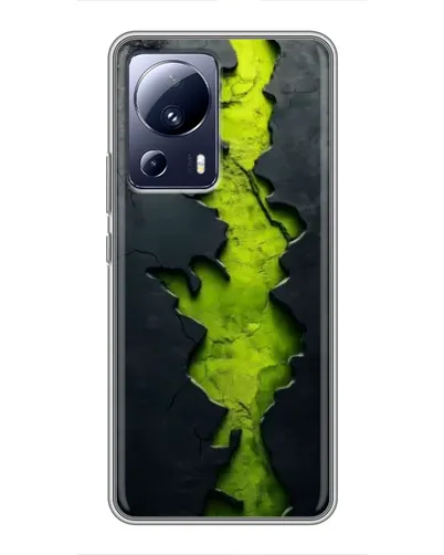 Чехол для Xiaomi 13 Lite с картинкой «Салатовый разлом скалы»