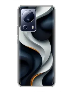 Чехол для Xiaomi 13 Lite с картинкой «Объемные черно-белые ленты» Чехол для Xiaomi 13 Lite с картинкой «Объемные черно-белые ленты»