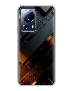 Чехол для Xiaomi 13 Lite с картинкой «Черные геометрические блоки»