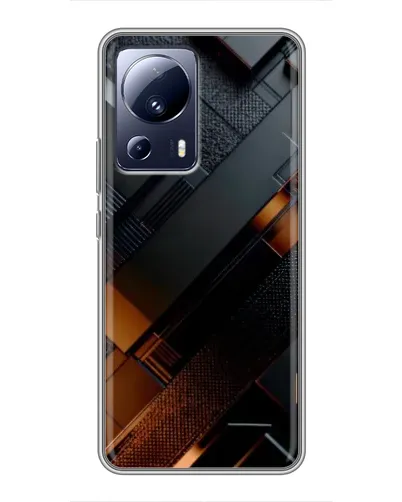 Чехол для Xiaomi 13 Lite с картинкой «Черные геометрические блоки»