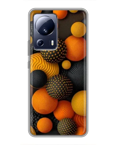 Чехол для Xiaomi 13 Lite с картинкой «Объемные оранжевые сферы»