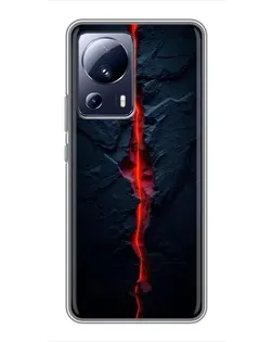 Чехол для Xiaomi 13 Lite с картинкой «Kрасная лавовая трещина»