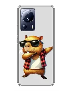 Чехол для Xiaomi 13 Lite с картинкой «Капибара рэпер даб»