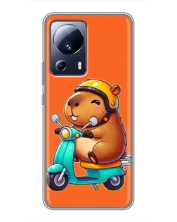 Чехол для Xiaomi 13 Lite с картинкой «Капибара на скутере»