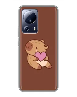 Чехол для Xiaomi 13 Lite с картинкой «Капибара с сердцем»