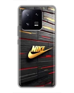 Чехол для Xiaomi 13 Pro с картинкой «Золотой Nike на металле»
