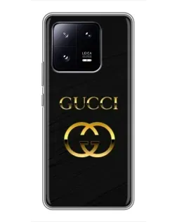 Чехол для Xiaomi 13 Pro с картинкой «Золотой логотип Gucci»