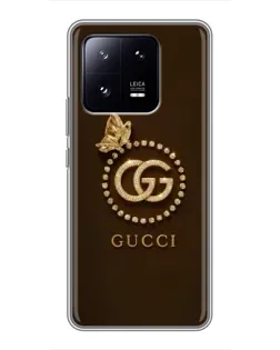 Чехол для Xiaomi 13 Pro с картинкой «Gucci — золотая бабочка»