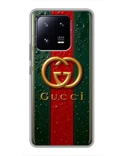 Чехол для Xiaomi 13 Pro с картинкой «Gucci — фирменная полоса и золото» Чехол для Xiaomi 13 Pro с картинкой «Gucci — фирменная полоса и золото»