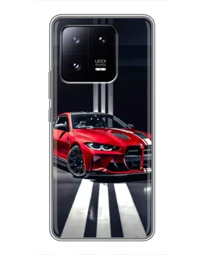 Чехол для Xiaomi 13 Pro с картинкой «Красная BMW на дороге»