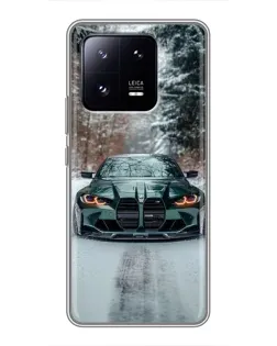 Чехол для Xiaomi 13 Pro с картинкой «BMW в зимнем лесу»