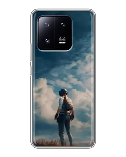 Чехол для Xiaomi 13 Pro с картинкой «Герой PUBG на скале»