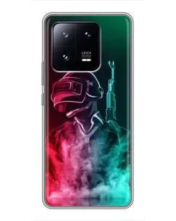 Чехол для Xiaomi 13 Pro с картинкой «PUBG — огненный воин»