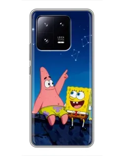Чохол для Xiaomi 13 Pro з картинкою «Губка Боб та Патрік вночі»