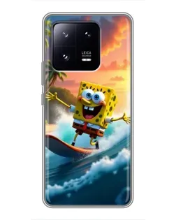 Чохол для Xiaomi 13 Pro з картинкою «Губка Боб серфінгіст»