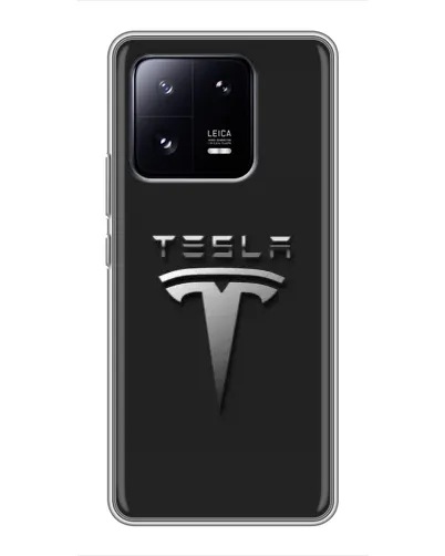 Чехол для Xiaomi 13 Pro с картинкой «Стальной логотип Tesla»