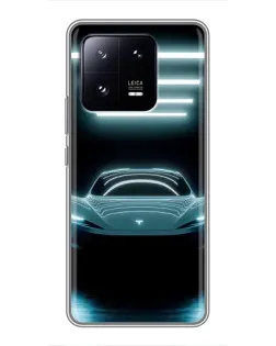 Чехол для Xiaomi 13 Pro с картинкой «Tesla в неоне»