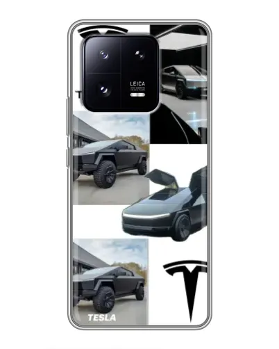 Чехол для Xiaomi 13 Pro с картинкой «Коллаж Cybertruck Tesla»
