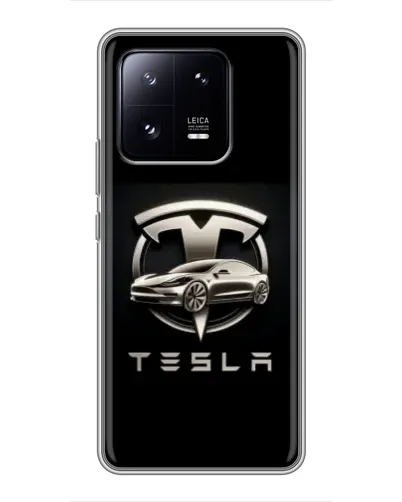 Чехол для Xiaomi 13 Pro с картинкой «Tesla — серебристое авто»