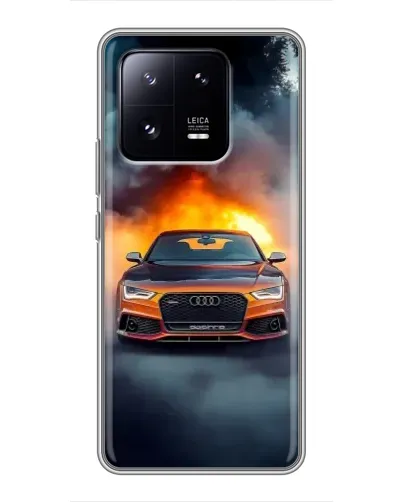 Чехол для Xiaomi 13 Pro с картинкой «Audi в огненном дыму»